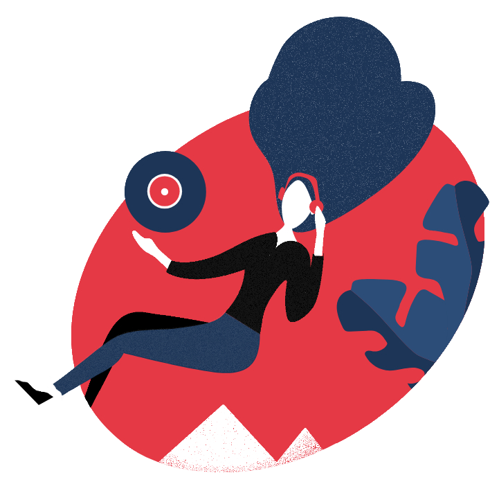 Woman enjoying music with vinyl record